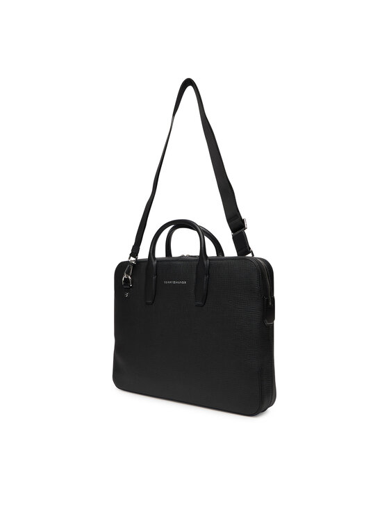 Tommy Hilfiger Torba za laptop Tommy Hilfiger Th Business Leather Computer Bag AM0AM13642 Crna