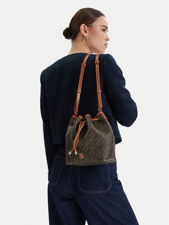 Tommy Hilfiger Bolso Tommy Hilfiger Th Monoplay Bucket Le AW0AW18847 Negro
