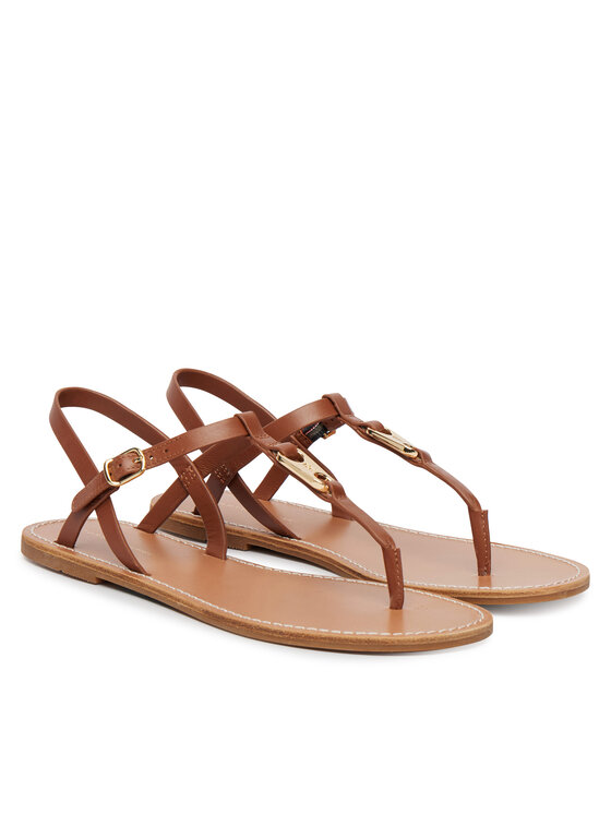 Tommy Hilfiger Basutės Tommy Hilfiger Leather Thong Sandal FW0FW09127 Ruda