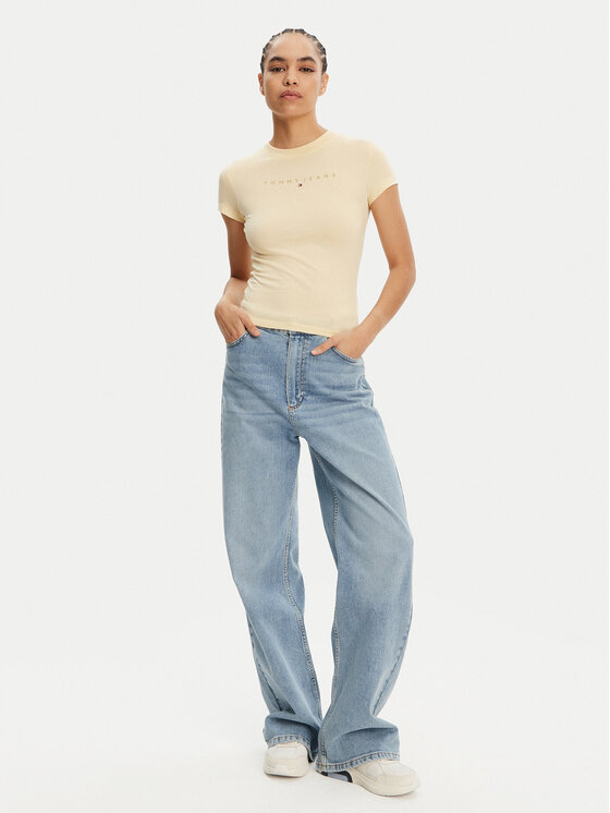 Tommy Jeans Tommy Jeans Marškinėliai Tonal Linear DW0DW20315 Geltona Slim Fit