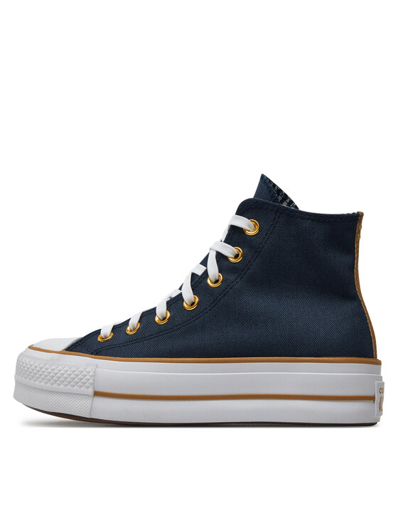 Converse Plátěnky Converse Chuck Taylor All Star Lift Platform Herringbone Stripe A08860C Modrá