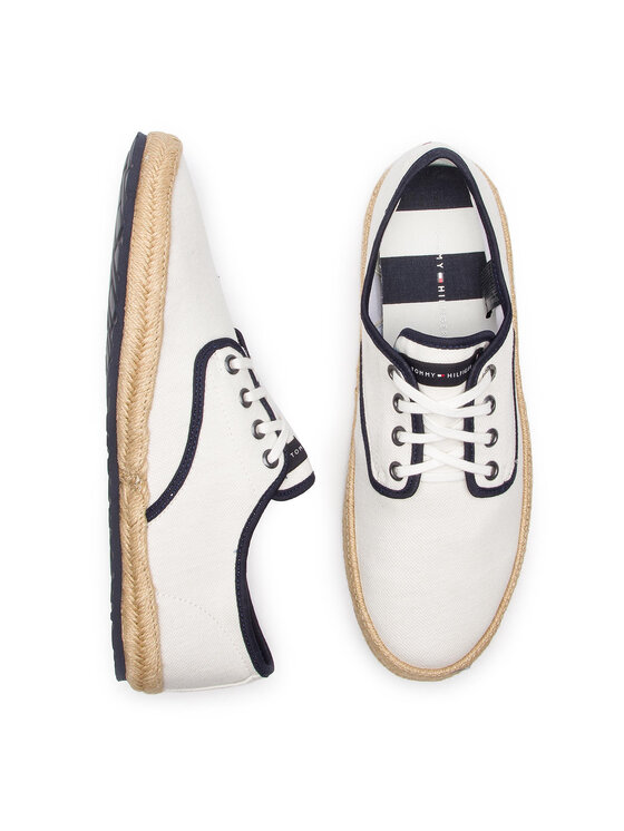 Tommy Hilfiger Espadrile Tommy Hilfiger Canvas Lace Up Espadrille FM0FM02254 Alb