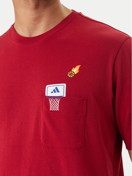 adidas adidas Camiseta Mini Embroidery Basketball Graphic KB2525 Rojo Regular Fit