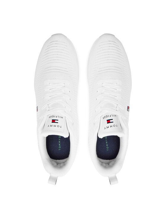 Tommy Hilfiger Sneakersy Tommy Hilfiger Corporate Knit Rib Runner FM0FM02838 Biela