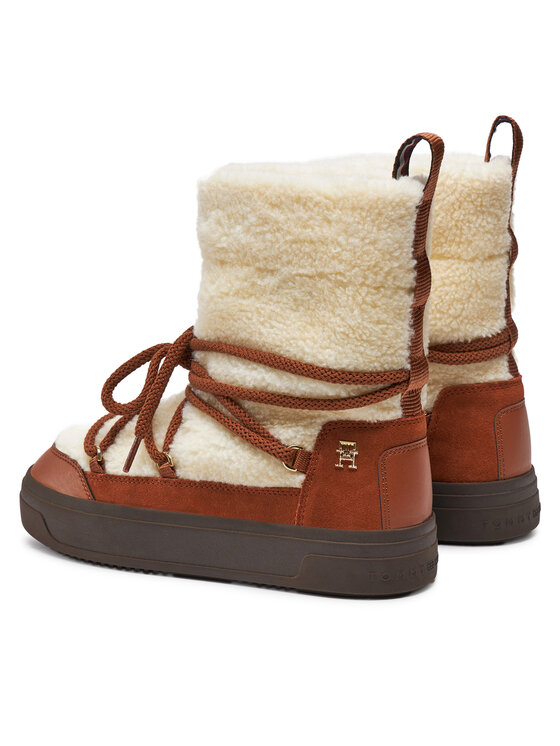 Tommy Hilfiger Cizme de zăpadă Tommy Hilfiger Lace-Up Faux Shearling Snowboot FW0FW08252 Bej