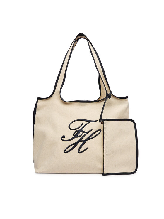 Tommy Hilfiger Дамска чанта Tommy Hilfiger Th Summer Tote Canvas AW0AW18398 Бял