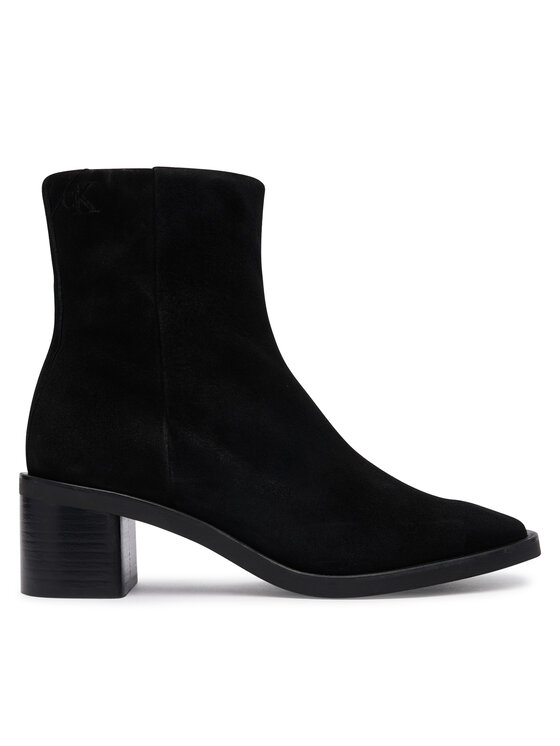 Calvin Klein Botine Calvin Klein Block Heel Ank Boot Suede HW0HW03221 Negru