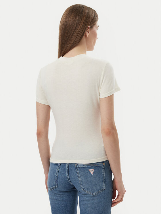 Guess Guess Majica W5BP07 KCGM2 Écru Slim Fit