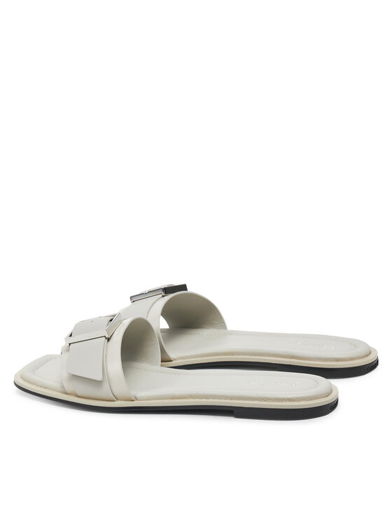 Calvin Klein Klapki Calvin Klein Flat Slide W/Buckle - Lth HW0HW02490 Szary