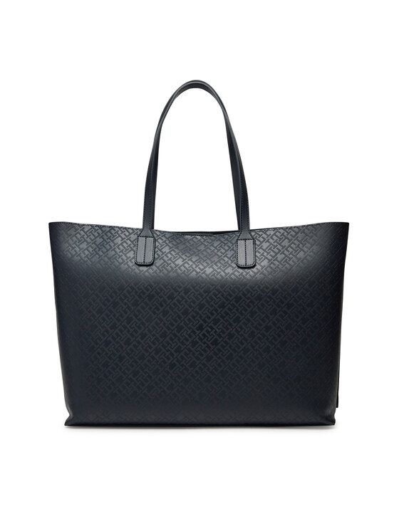 Tommy Hilfiger Ročna torba Tommy Hilfiger Th Distinct Tote Mono AW0AW17195 Mornarsko modra