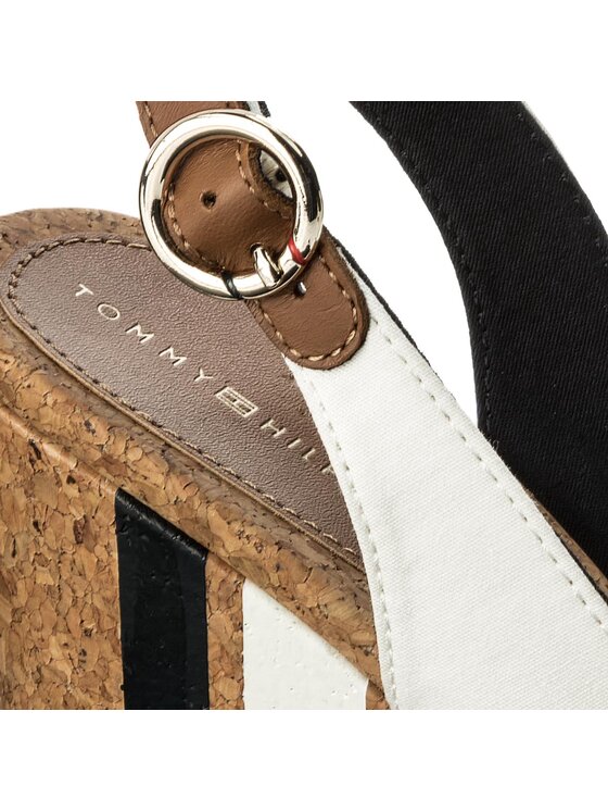 Tommy Hilfiger Сандали Tommy Hilfiger Wedge With Printed Stripes FW0FW02794 Бял
