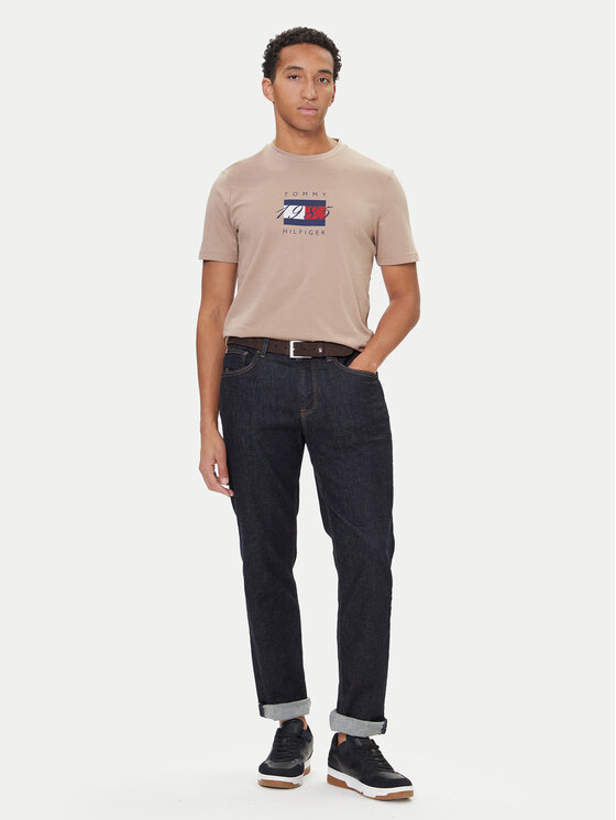Tommy Hilfiger Tommy Hilfiger Camiseta Linear Flag MW0MW41338 Beis Regular Fit