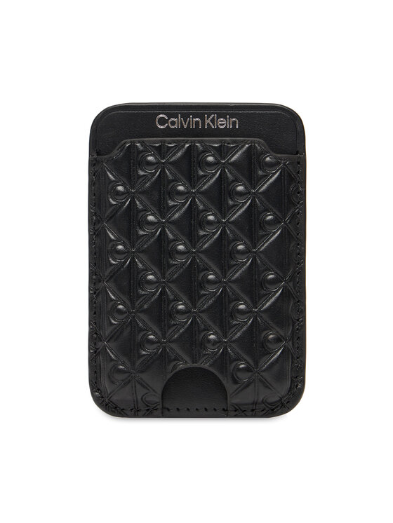 Calvin Klein Custodie per carte di credito Calvin Klein Aop Leather Magnetic Card Case LV04F1100G Nero