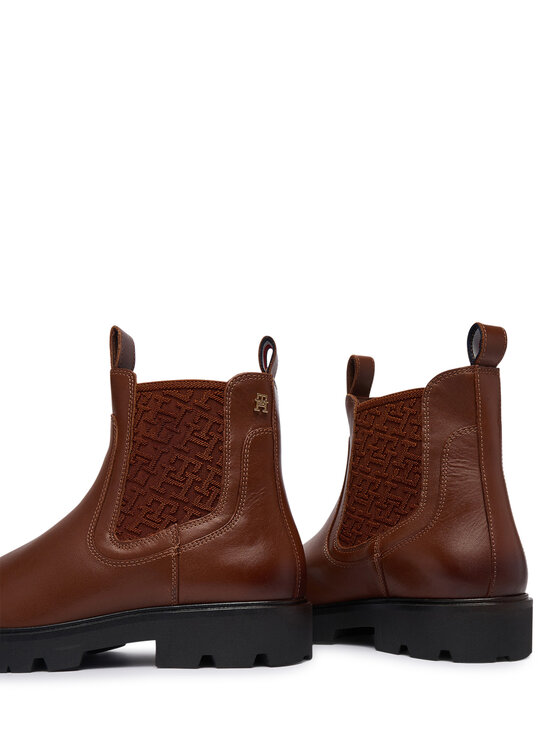 Tommy Hilfiger Chelsea Tommy Hilfiger Th Monogram Leather Chelsea Boot FW0FW09562 Marrone