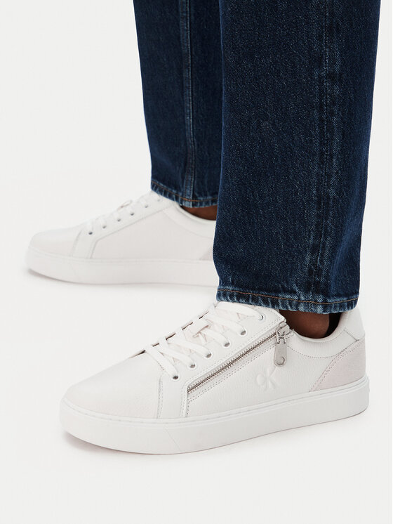 Calvin Klein Sneakersy Calvin Klein Classic Cup Laceup Zip Lth YM0YM01437 Bílá