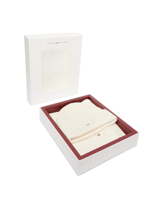 Tommy Hilfiger Kepurės ir šaliko komplektas Tommy Hilfiger AW0AW19136 Kreminė