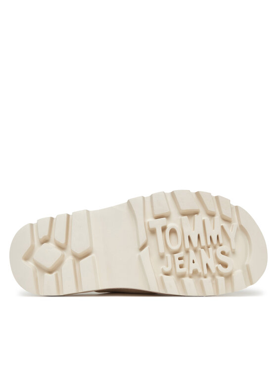 Tommy Jeans Klapki Tommy Jeans Double Strap Sandal Suede EN0EN02797 Écru