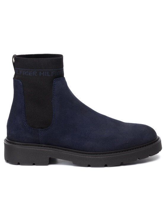 Tommy Hilfiger Ботуши Tommy Hilfiger Suede Cleated Chelsea Boot FM0FM02532 Тъмносин