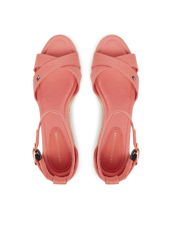 Tommy Hilfiger Espadrilles Tommy Hilfiger Hemp Crossover Strap Wedge Espadrilles FW0FW09332 Rózsaszín