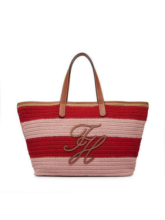 Tommy Hilfiger Ročna torba Tommy Hilfiger Th Nautical Tote Crochet Str AW0AW18816 Pisana