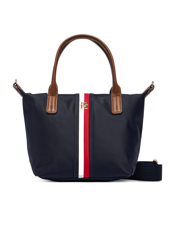 Tommy Hilfiger Geantă Tommy Hilfiger Popette Mini Tote Corp AW0AW19025 Bleumarin