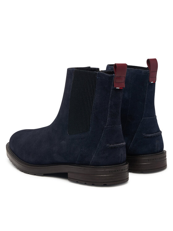 Tommy Hilfiger Botki Tommy Hilfiger Cleated Hilifger Suede Boot FM0FM05961 Granatowy
