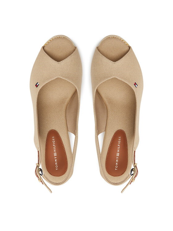 Tommy Hilfiger Espadrilky Tommy Hilfiger Flag High Wedge Espad Slingback FW0FW08597 Béžová