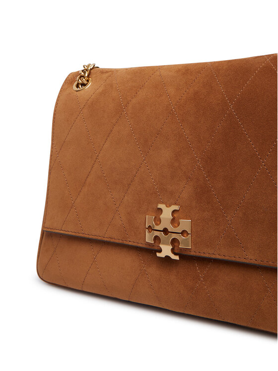 Tory Burch Kabelka Tory Burch Charlie Quilted Suede Shoulder Bag 183357 Hnedá