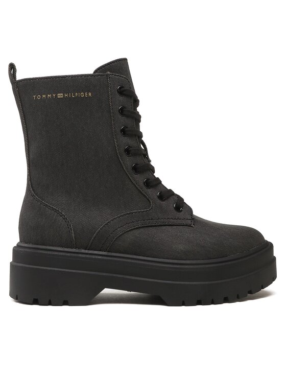 Tommy Hilfiger Trapper stila apavi Tommy Hilfiger Feminine Essential Canvas FW0FW07357 Melns