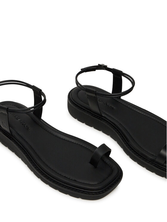 Calvin Klein Jeans Sandali Calvin Klein Jeans Rope Toe Post Sandal Lth Mg YW0YW01893 Črna