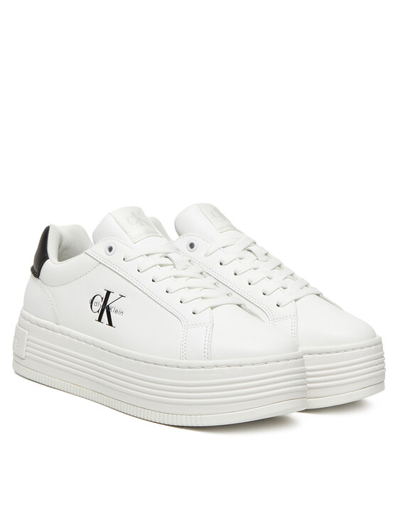 Calvin Klein Jeans Sneakersy Calvin Klein Jeans Bold Flatf Low Lace Lth YW0YW01878 Biały