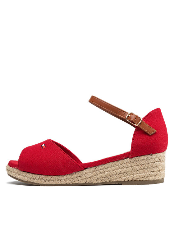 Tommy Hilfiger Espadryle Tommy Hilfiger Rope Wedge Sandal T3A7-32185-0048 S Czerwony
