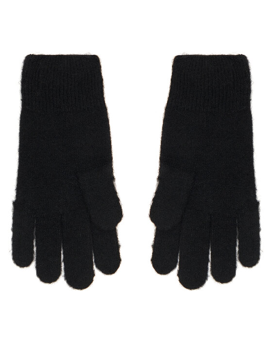 Tommy Hilfiger Sieviešu cimdi Tommy Hilfiger Flag Fluffy AW0AW17797 Melns