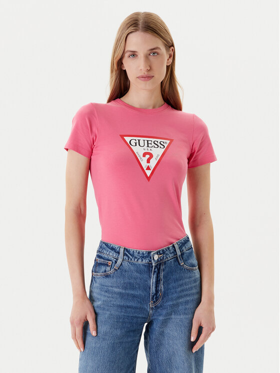 Guess Jeans Guess Jeans Футболка W4YI04 J1314 Рожевий Slim Fit