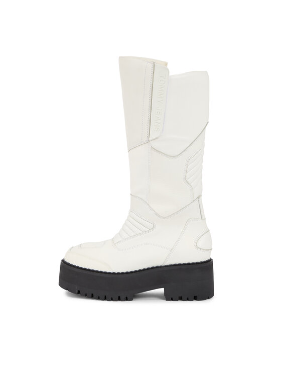 Tommy Jeans Kozačky Tommy Jeans Tjw Long Shaft Biker Boot EN0EN02376 Bílá