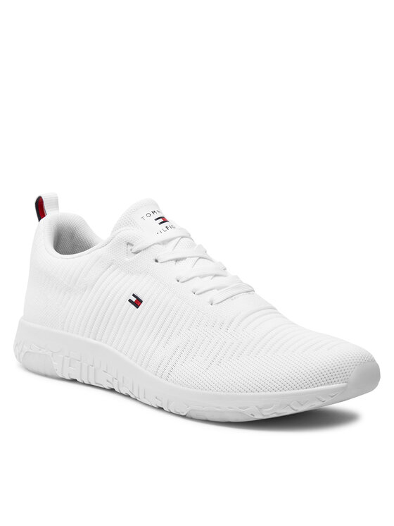 Tommy Hilfiger Sneakersy Tommy Hilfiger Corporate Knit Rib Runner FM0FM02838 Biela