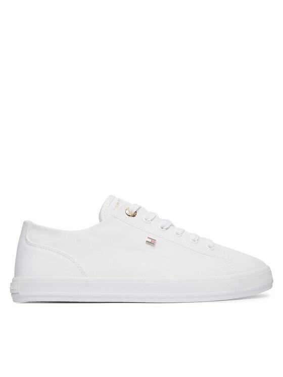Tommy Hilfiger Гуменки Tommy Hilfiger Th Foxing Sneaker Canvas FW0FW09170 Бял
