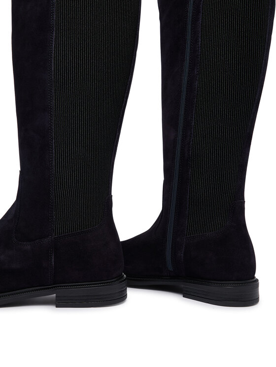 Tommy Hilfiger Cizme Tommy Hilfiger Enamel Flag Suede High Chelsea FW0FW09574 Bleumarin