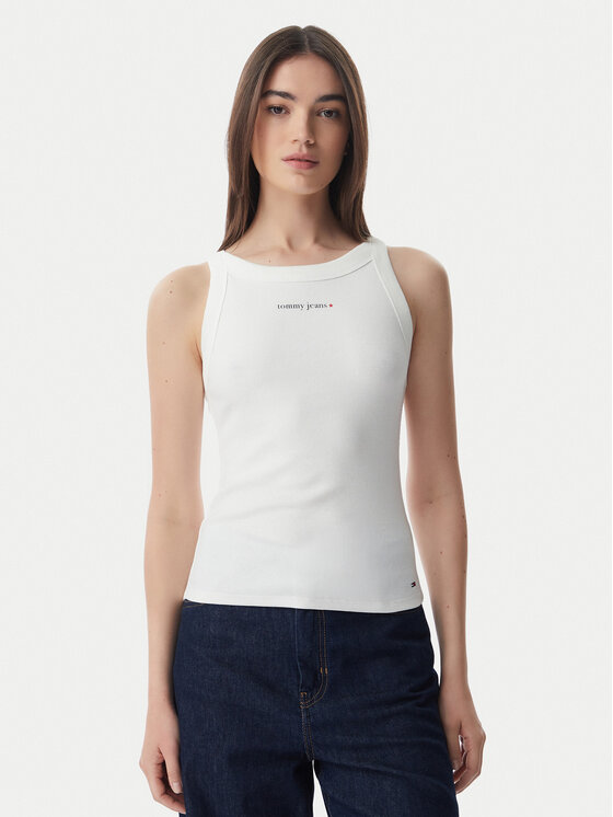 Tommy Jeans Tommy Jeans Top Ess Logo DW0DW22806 Crema Slim Fit