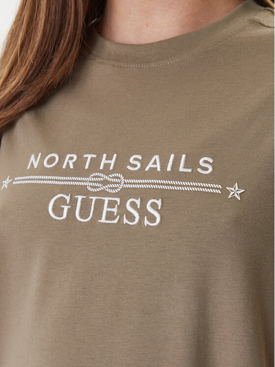 Guess Guess Camiseta GUESS x NORTH SAILS W6GI03 K2657 Verde Relaxed Fit