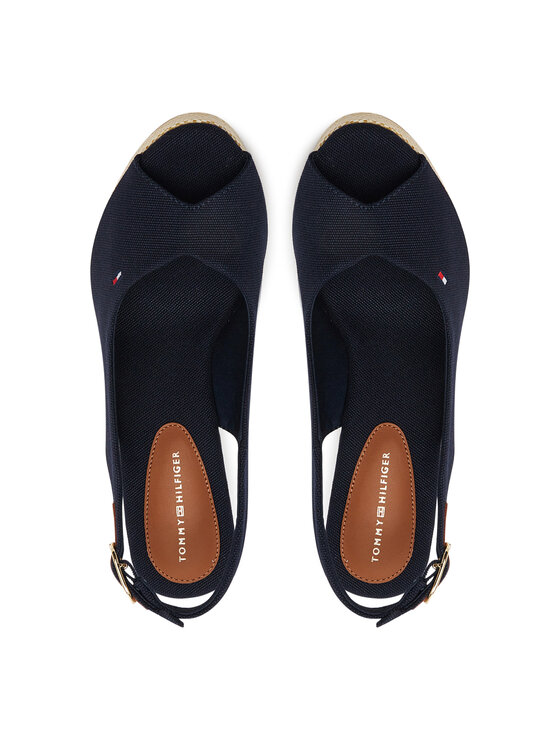 Tommy Hilfiger Espadrilles Tommy Hilfiger Flag High Wedge Espad Slingback FW0FW08597 Tumši zils