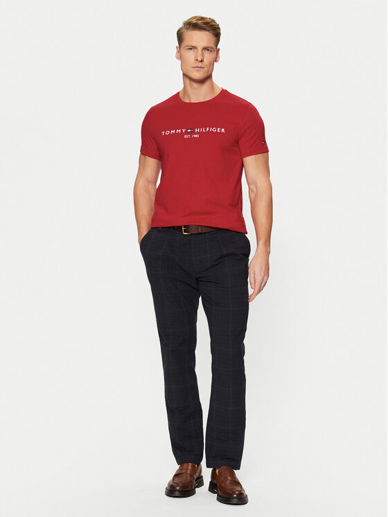 Tommy Hilfiger Tommy Hilfiger Camiseta Tommy Logo MW0MW11797 Rojo Slim Fit