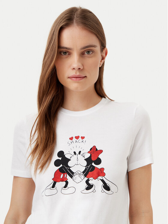 ONLY ONLY Marškinėliai Mickey 15317991 Balta Regular Fit