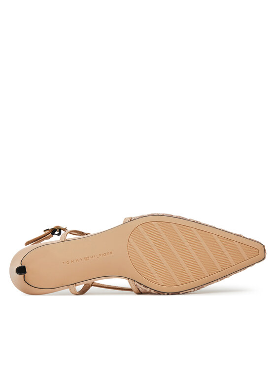 Tommy Hilfiger Bateliai Tommy Hilfiger Mono Squared Toe Kitten Slingb FW0FW08746 Smėlio