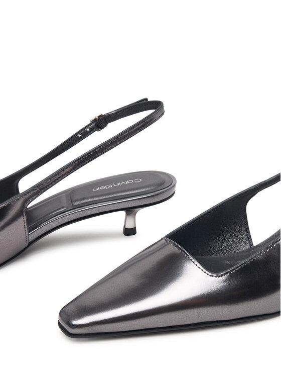 Calvin Klein Γοβάκια Calvin Klein Kitten Heel Pump Sling Mirr Lth HW0HW03275 Ασημί