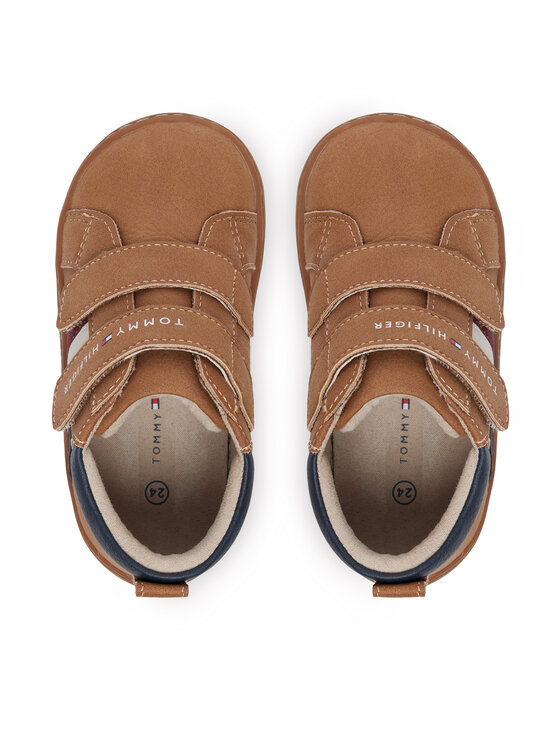 Tommy Hilfiger Superge Tommy Hilfiger Mid Cut Velcro Sneaker T1XH-35223-1269A242 Rjava