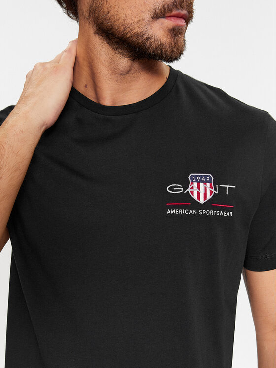 Gant Gant T-Shirt Reg Archive Shield Emb Ss 2067004 Μαύρο Regular Fit