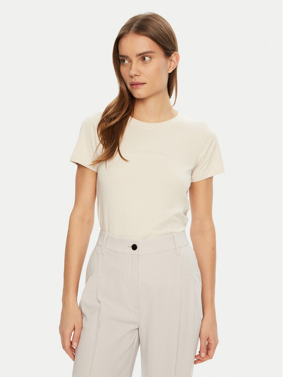 Calvin Klein Jeans Calvin Klein Jeans Marškinėliai Institutional Graphic J20J224990 Smėlio Slim Fit