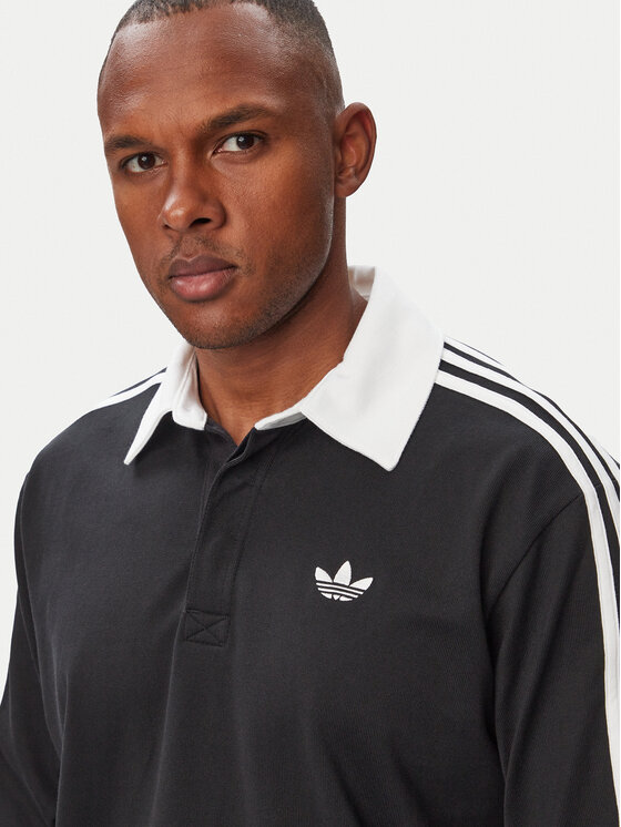 adidas adidas Поло 3-Stripes Rugby Longsleeve Polo KE3576 Чорний Regular Fit