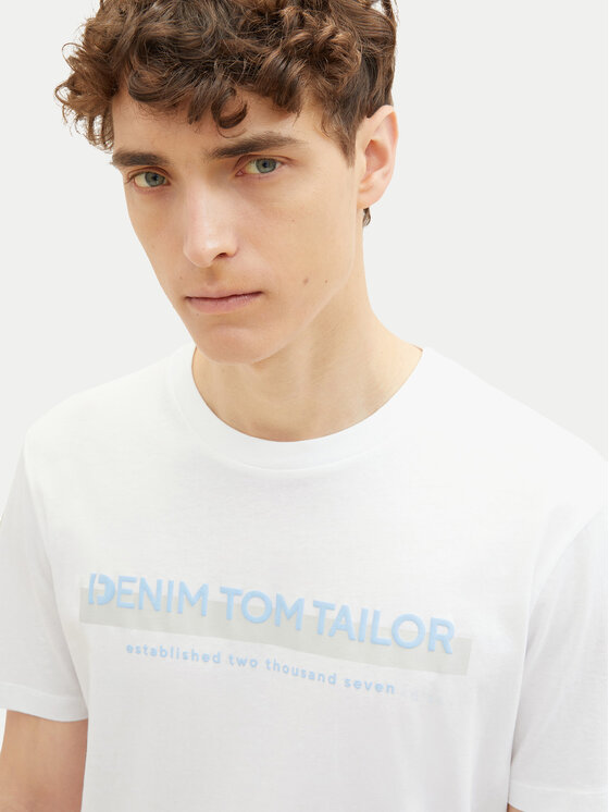 Tom Tailor Denim Tom Tailor Denim Majica 1037653 Bela Basic Fit